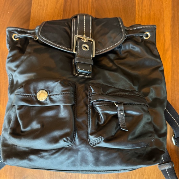 Coach leather and nylon backpack black - Picture 1 of 13